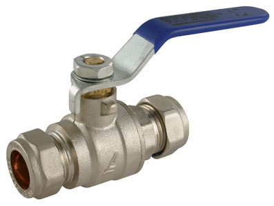 54mm Compression Blue Lever Ball Valve - 102175