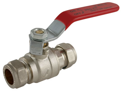 15mm Compression Red Lever Ball Valve - 102200