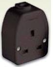 13 Amp 1 Gang Rubber Trailing Socket Black - 2013B