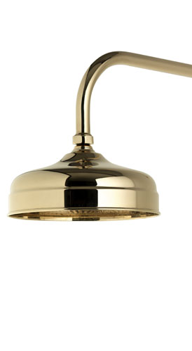 Aquatique Thermo concealed fixed 8" drencher head in Gold