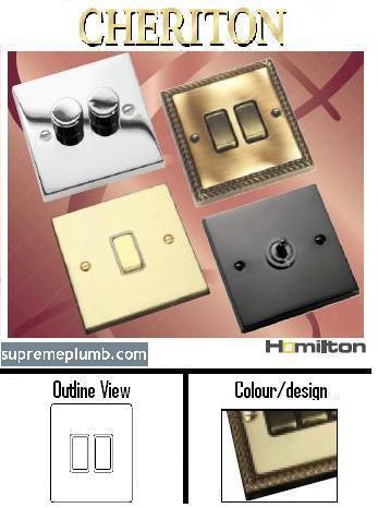 Cheriton Georgian Polished Brass 2 gang 2Way 10AX-90R22PB/BL