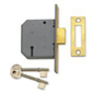UNION 2177 3 Lever Deadlock - 64mm Polished Lacquered Brass KD Visi - 2347 