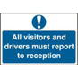 ASEC "All Visitors Must Report To Reception" 200mm X 300mm PVC Self Adhesive Sign - 1 Per - 252 