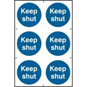 ASEC "Keep Shut" 200mm X 300mm PVC Self Adhesive Sign - 6 Per Sheet - 269 