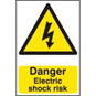 ASEC "Danger Electric Shock Risk" 200mm X 300mm PVC Self Adhesive Sign - 1 Per Sheet - 750 