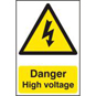 ASEC "Danger High Voltage" 200mm X 300mm PVC Self Adhesive Sign - 1 Per Sheet - 761 
