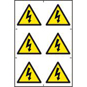 ASEC Electrical Warning Symbol 200mm X 300mm PVC Self Adhesive Sign - 6 Per Sheet - 803 