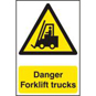 ASEC "Danger Forklift Trucks" 200mm X 300mm PVC Self Adhesive Sign - 1 Per Sheet - 954 