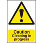 ASEC "Caution Cleaning In Progress" 200mm X 300mm PVC Self Adhesive Sign - 1 Per Sheet - 1114 
