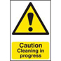 ASEC "Caution Cleaning In Progress" 200mm X 300mm PVC Self Adhesive Sign - 1 Per Sheet - 1114 