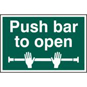 ASEC "Push Bar To Open" 200mm X 300mm PVC Self Adhesive Sign - 1 Per Sheet - 1523 