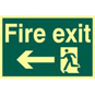 ASEC "Fire Exit" 200mm X 300mm PVC Self Adhesive Photo Luminescent Sign - Left - 1583 