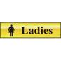 ASEC "Ladies" 200mm X 50mm Gold Self Adhesive Sign - 1 Per Sheet - 6002 