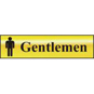 ASEC "Gentlemen" 200mm X 50mm Gold Self Adhesive Sign - 1 Per Sheet - 6003 