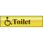 ASEC "Disabled Toilet" 200mm X 50mm Gold Self Adhesive Sign - 1 Per Sheet - 6004 