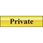 ASEC "Private" 200mm X 50mm Gold Self Adhesive Sign - 1 Per Sheet - 6012 
