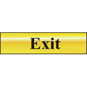 ASEC "Exit" 200mm X 50mm Gold Self Adhesive Sign - 1 Per Sheet - 6025 