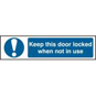 ASEC "Keep This Door Locked When Not In Use" 200mm X 50mm Self Adhesive Sign - 1 Per Sheet - 5009 