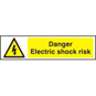 ASEC "Danger Electric Shock Risk" 200mm X 50mm PVC Self Adhesive Sign - 1 Per Sheet - 5100 
