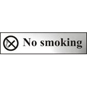 ASEC "No Smoking" 200mm X 50mm Chrome Self Adhesive Sign - 1 Per Sheet - 6000C 