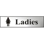 ASEC "Ladies" 200mm X 50mm Chrome Self Adhesive Sign - 1 Per Sheet - 6002C 