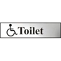 ASEC "Disabled Toilet" 200mm X 50mm Chrome Self Adhesive Sign - 1 Per Sheet - 6004C 