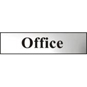ASEC "Office" 200mm X 50mm Chrome Self Adhesive Sign - 1 Per Sheet - 6010C 