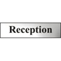 ASEC "Reception" 200mm X 50mm Chrome Self Adhesive Sign - 1 Per Sheet - 6008C 