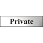 ASEC "Private" 200mm X 50mm Chrome Self Adhesive Sign - 1 Per Sheet - 6012C 