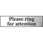 ASEC "Please Ring For Attention" 200mm X 50mm Chrome Self Adhesive Sign - 1 Per Sheet - 6021C 