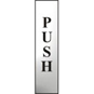 ASEC "Push" 200mm X 50mm Chrome Self Adhesive Sign - 1 Per Sheet - 6032C 