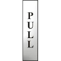 ASEC "Pull" 200mm X 50mm Chrome Self Adhesive Sign - 1 Per Sheet - 6034C 