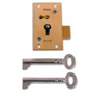 ASEC 51 2 & 4 Lever Straight Cupboard Lock - 2 Lever 50mm Satin Brass KD Visi - 51 