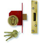 UNION 212441E Euro Deadlock - 64mm Polished Lacquered Brass KD Boxed - 212441 