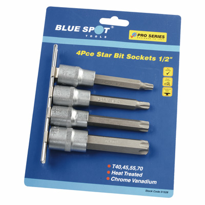 4PCE 1/2 INCH STAR SOCKETS - 01528