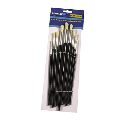 9PC ARTIST BRUSH W/BLACK WOOD HANDLE - 36242