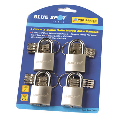 4 X 30MM KEYED ALIKE SATIN LOCKS - 70963