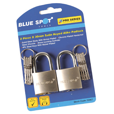 30MM X 2 KEYED ALIKE SATIN PADLOCK - 70967