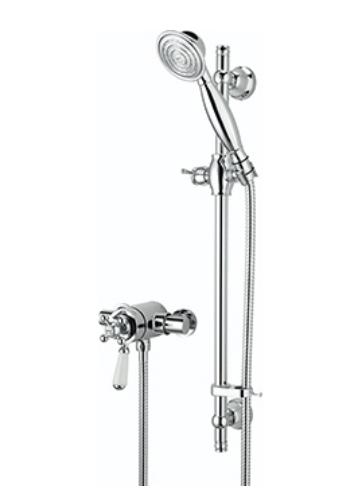 Bristan Regency Thermostatic Exposed Dual Control Mini Valve Shower with Riser Kit and Single Function Handset - R2 SHXAR C - R2SHXARC 