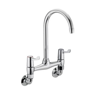 Bristan Value Lever Wall Mounted Bridge Sink Mixer (3inch - 76mm) - VAL WMBRSM C CD - VALWMBRSMCCD