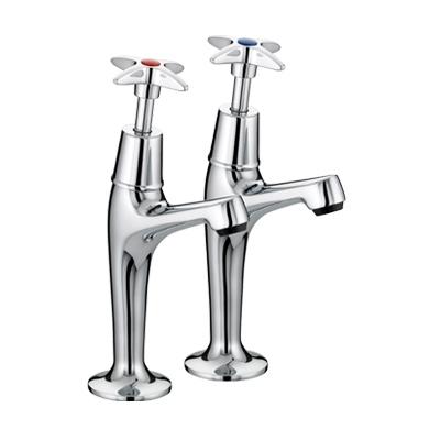 Bristan Value Cross Top High Neck Pillar Taps - VAX HNK C - VAXHNKC