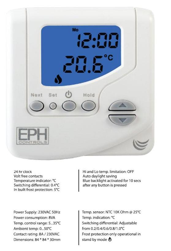 Mains Operated Digital Room Thermostat - CDTP