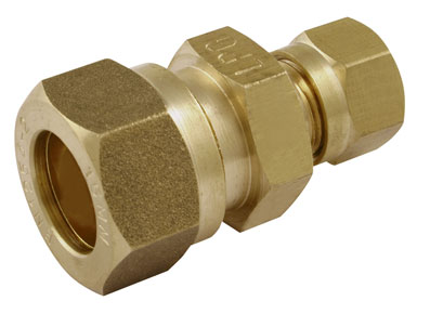 Heavy Duty Brass Compression 22mm x 8mm Reducing Coupler - CF735 DISCONTINUED