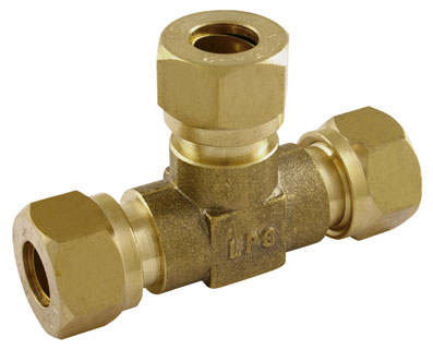 Heavy Duty Brass Compression 15 x 10 x 10mm Reducing Tee - CF700 DISCONTINUED