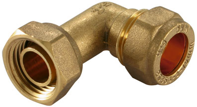 DZR Compression 15mm x 1/2" Bent Tap Connector & Washer - CFBTC-15-12DZR - DISCONTINUED 