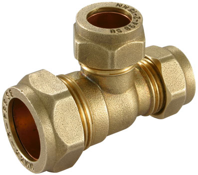 DZR Compression 22mm x 22mm x 15mm Reducing Tee - CFRT-22-22-15DZR - DISCONTINUED 