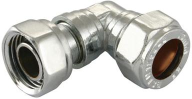 15mm x 1/2" Chrome Plated Compression Bent Tap Connectors