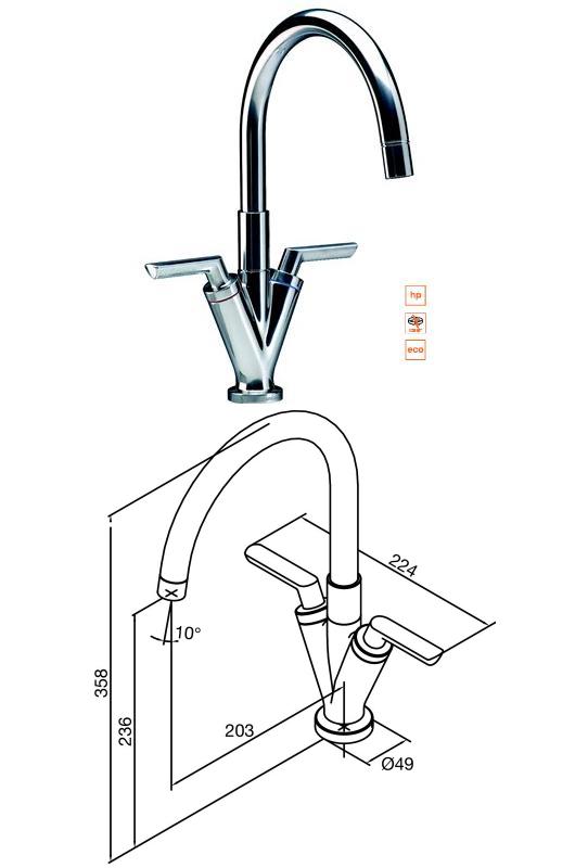 Damixa - Venus High Spout Mono Kitchen Mixer - Chrome - TB160341 - SOLD-OUT!! 