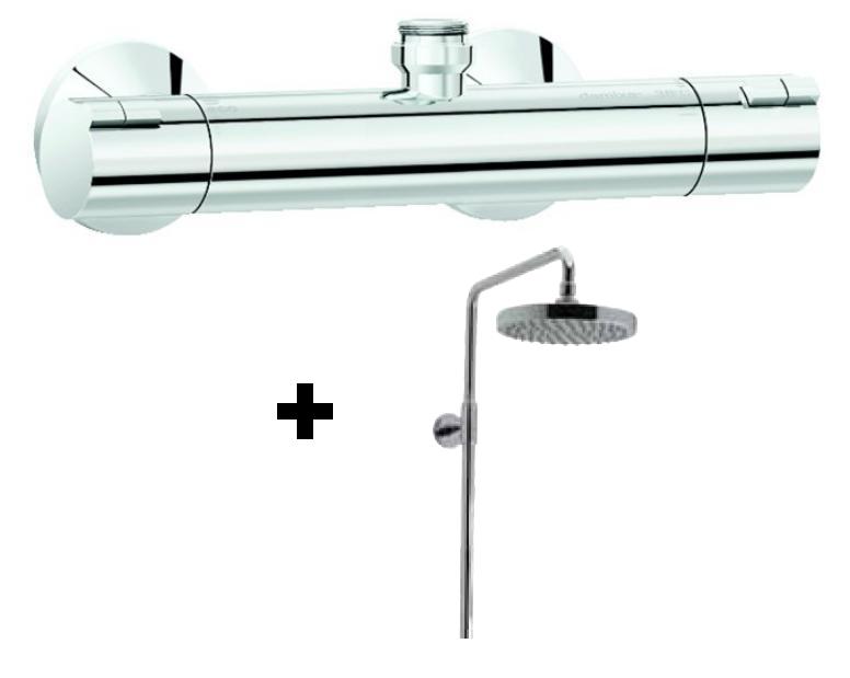 Damixa Thermostatic Top Outlet Shower Mixer + Kudos Grande Fixed Combi Set - TB200241 + TB240241