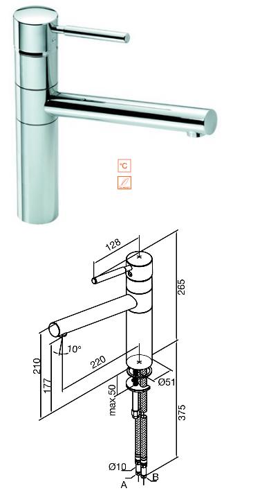 Damixa - Merkur Mono Kitchen Mixer - Chrome - TB260041 - SOLD-OUT!! 